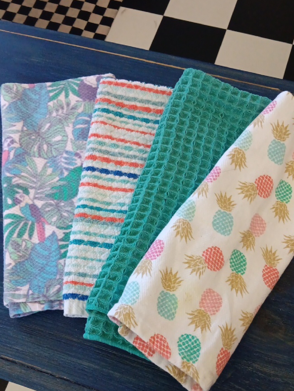 Colorful Assorted Kitchen Towels - Pink, Green, Teal, White